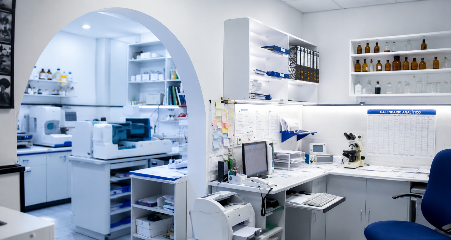 Interior del Laboratorio con equipamiento de análisis clínicos